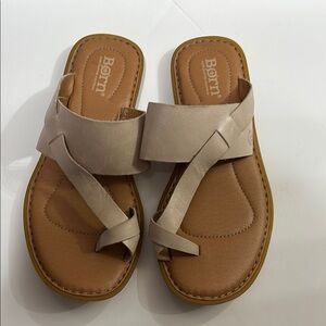 Born Tan Sandals with Cross-Strap Design